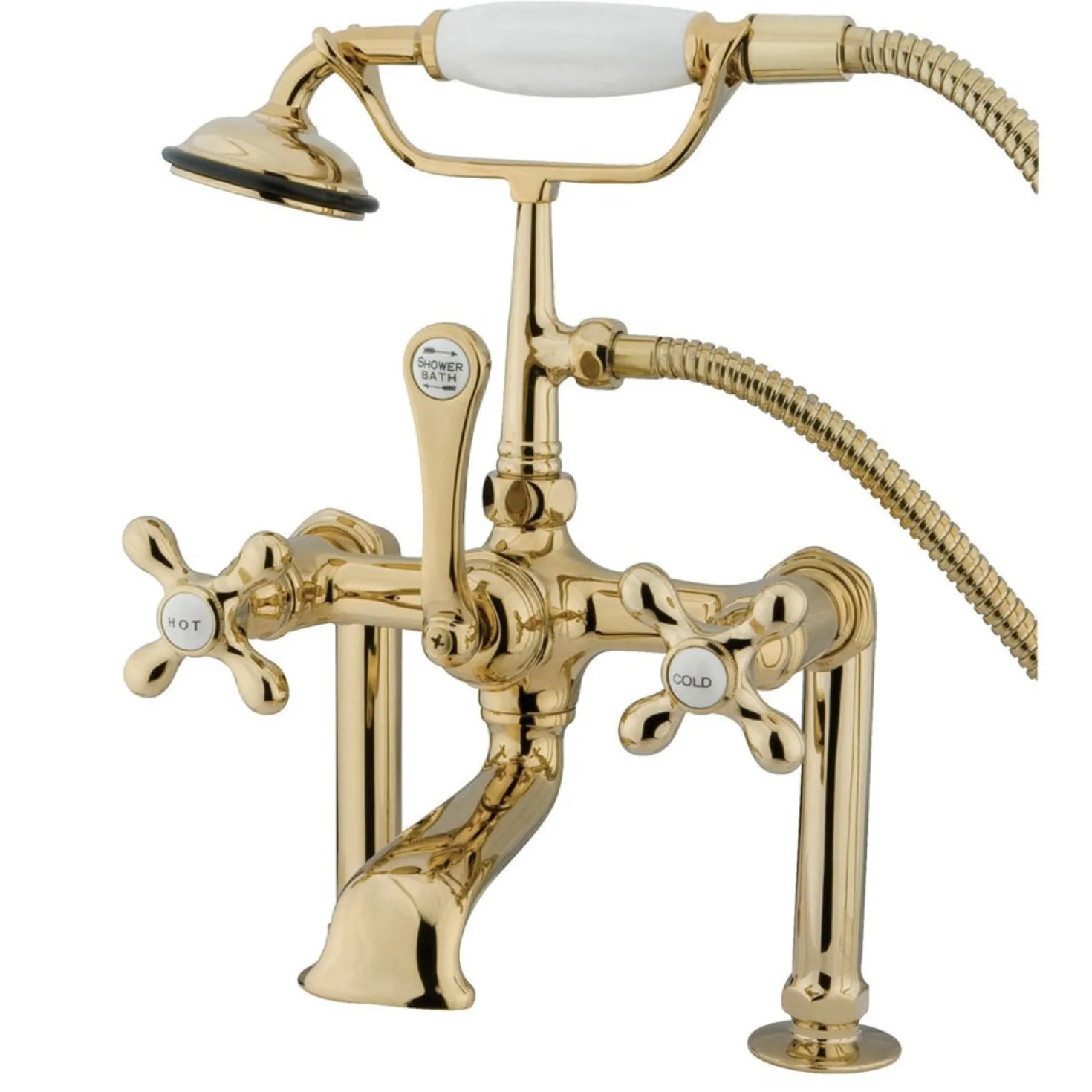 Kingston Brass Vintage 7" Clawfoot Deck Mount Tub Filler Faucet with Hand Shower