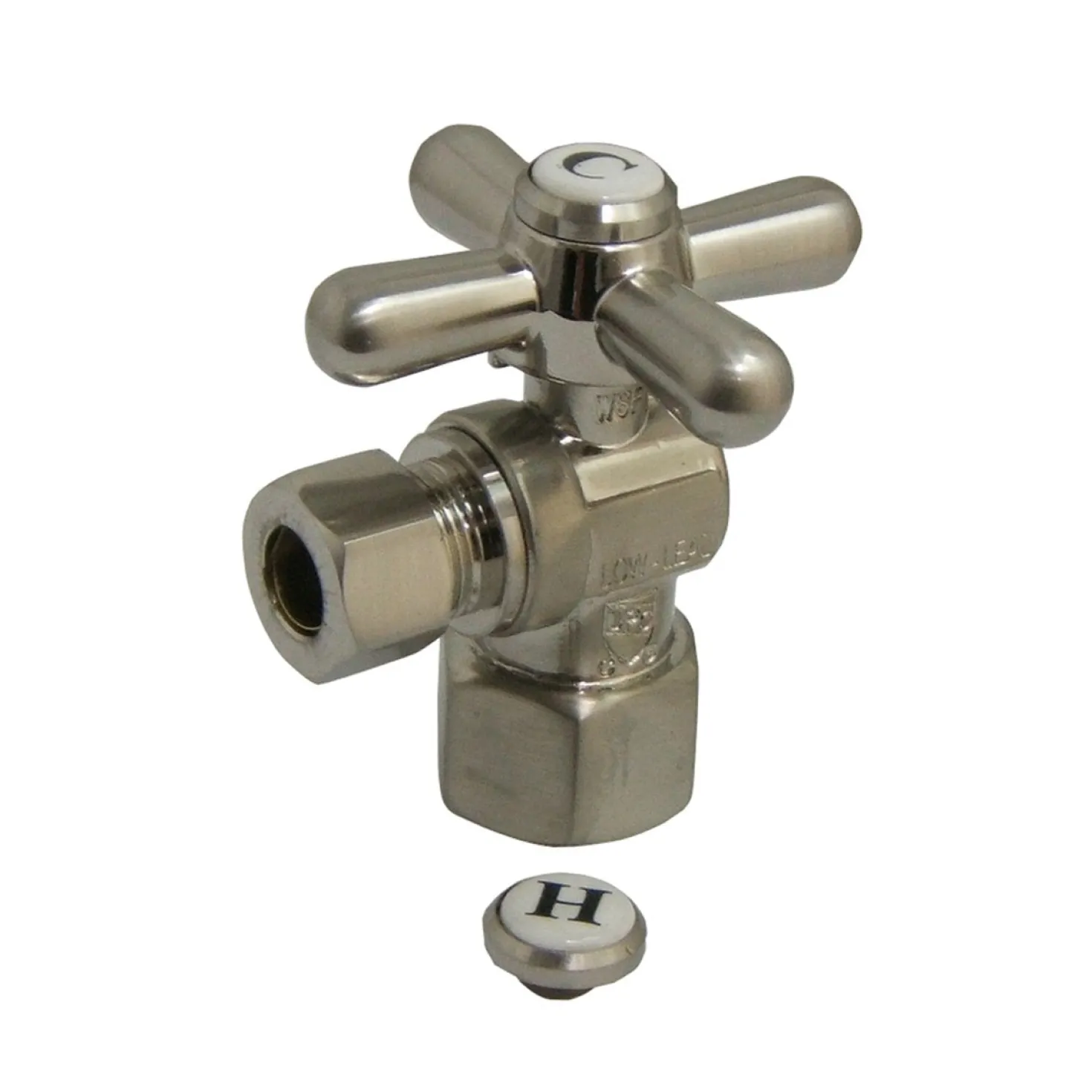 Kingston Brass Vintage Cross Handle Angle Stop with 1/2" IPS x 3/8" OD Compression
