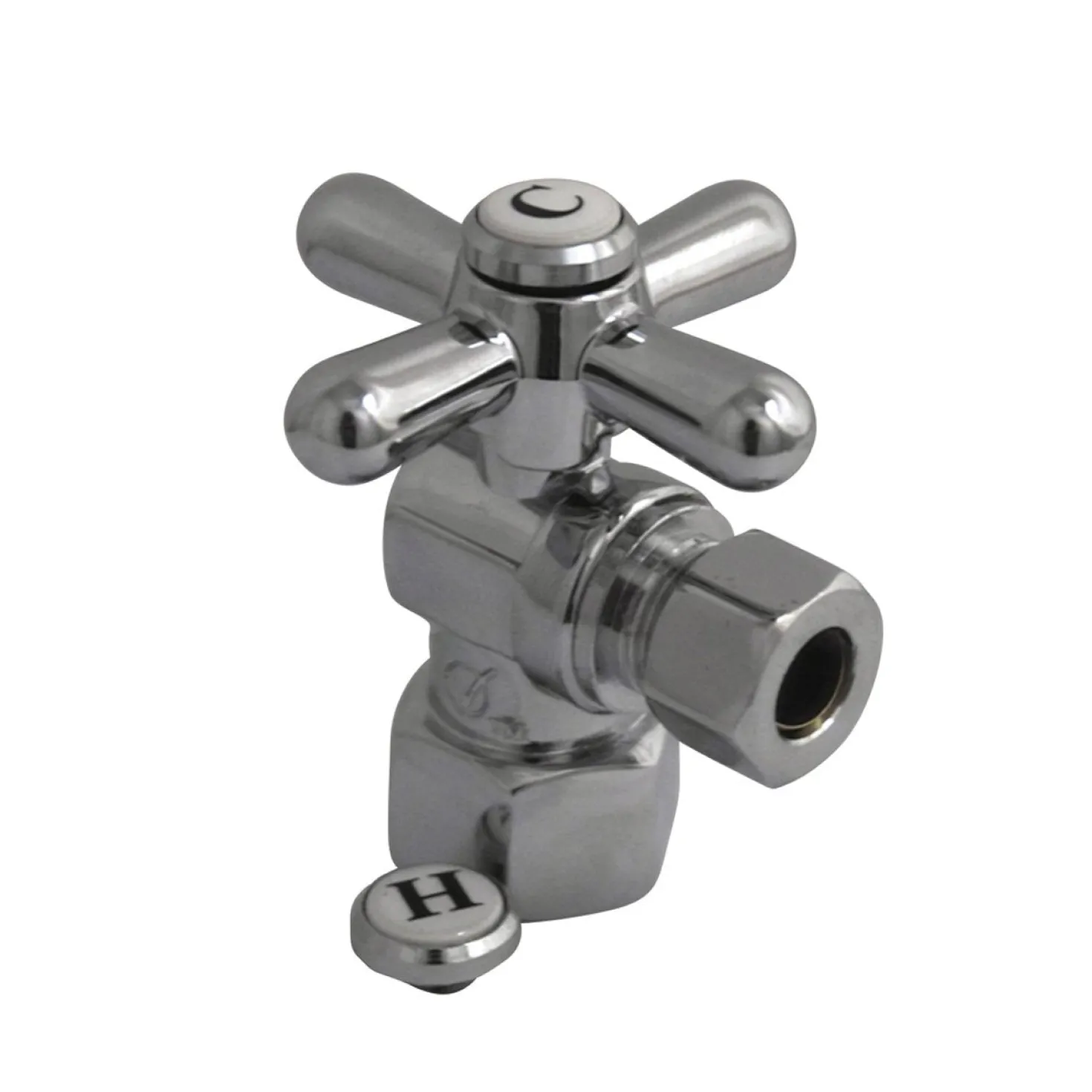 Kingston Brass Vintage Cross Handle Angle Stop with 1/2" IPS x 3/8" OD Compression