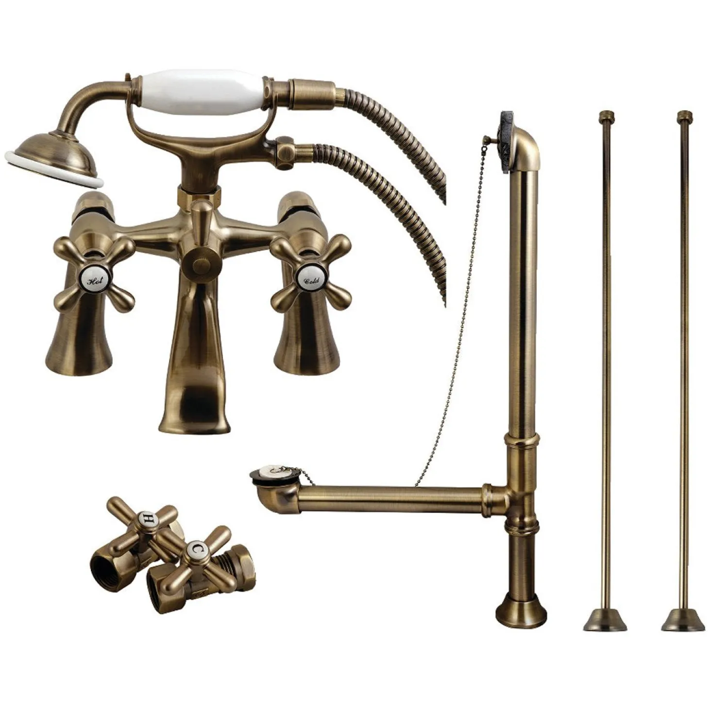 Kingston Brass Vintage Deck Mount Clawfoot Tub Faucet Package