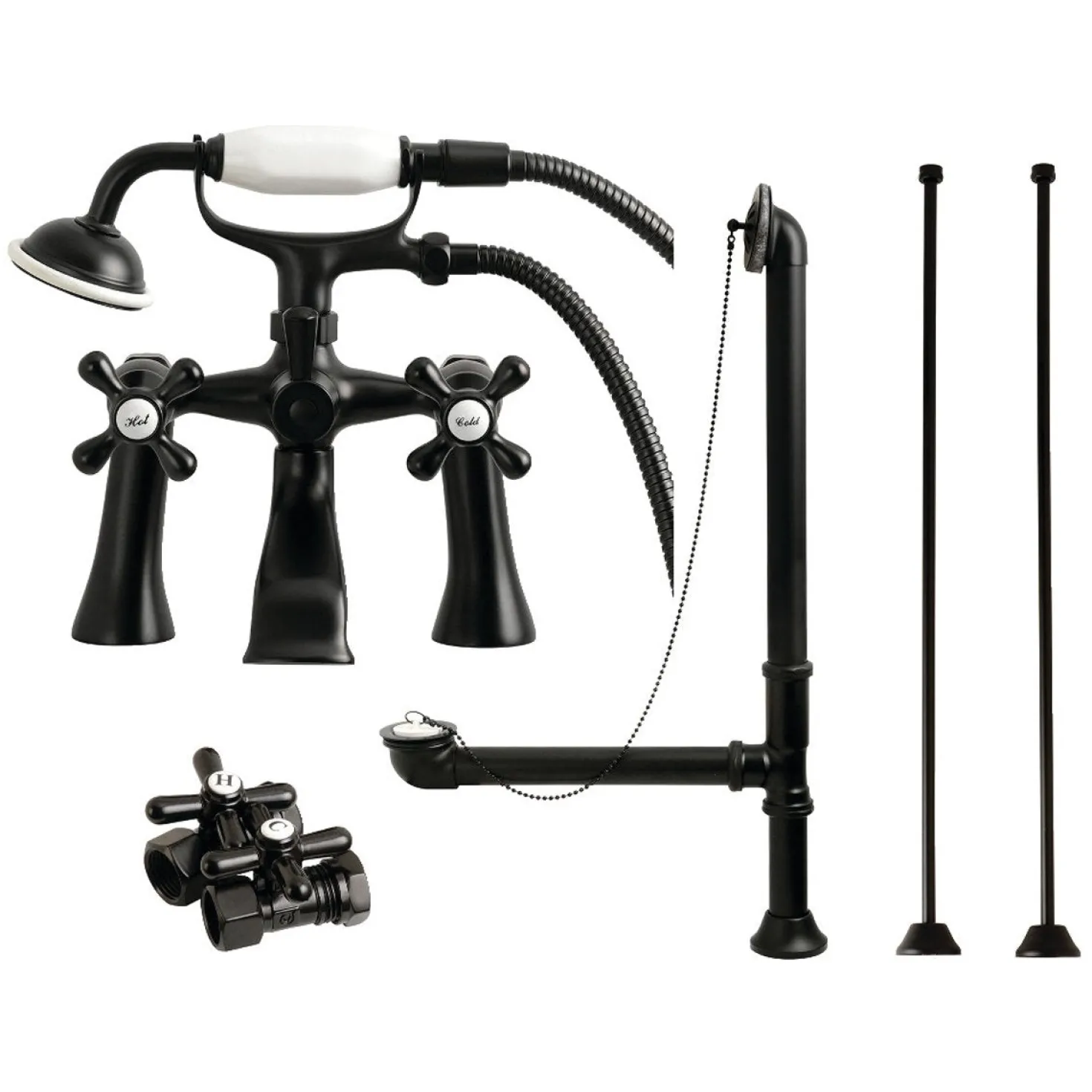 Kingston Brass Vintage Deck Mount Clawfoot Tub Faucet Package