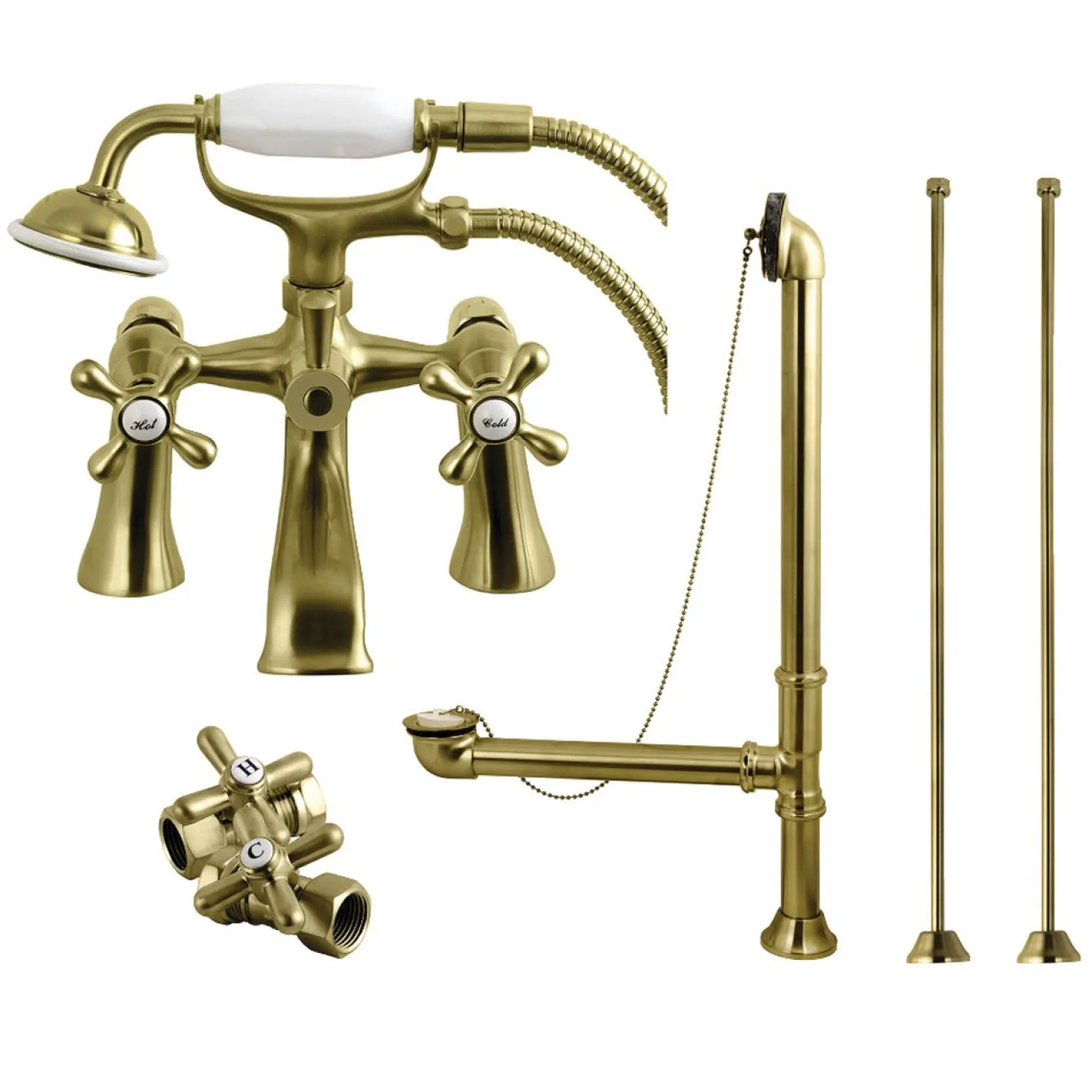 Kingston Brass Vintage Deck Mount Clawfoot Tub Faucet Package
