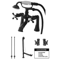 Kingston Brass Vintage Deck Mount Classic Clawfoot Tub Faucet Package