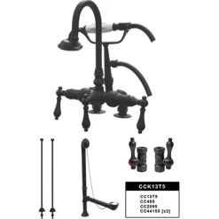 Kingston Brass Vintage Deck Mount Clawfoot Tub Faucet Package