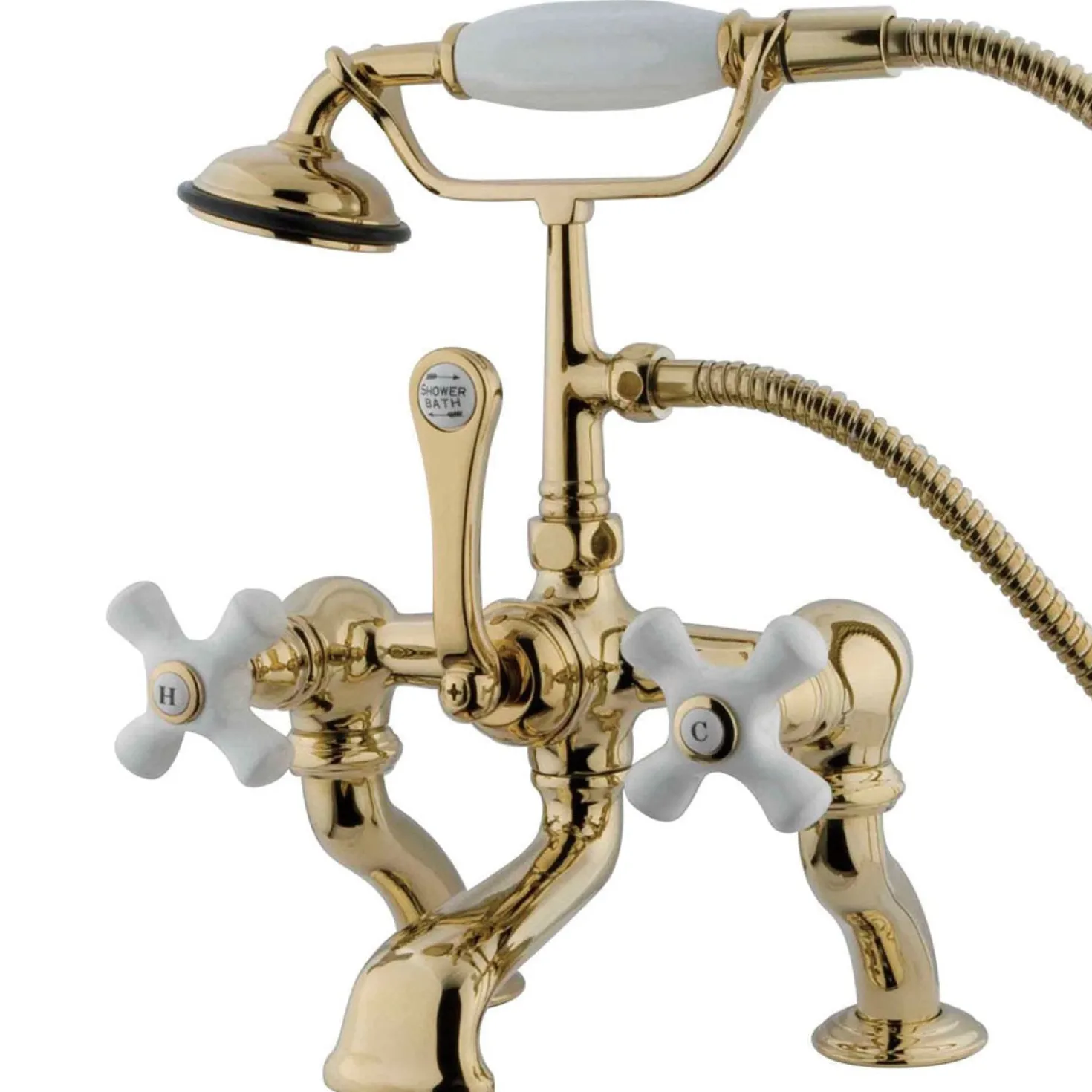 Kingston Brass Vintage Deck Mount Adjustable 3-3/8" - 10" Center Classic Clawfoot Tub Filler with Hand Shower