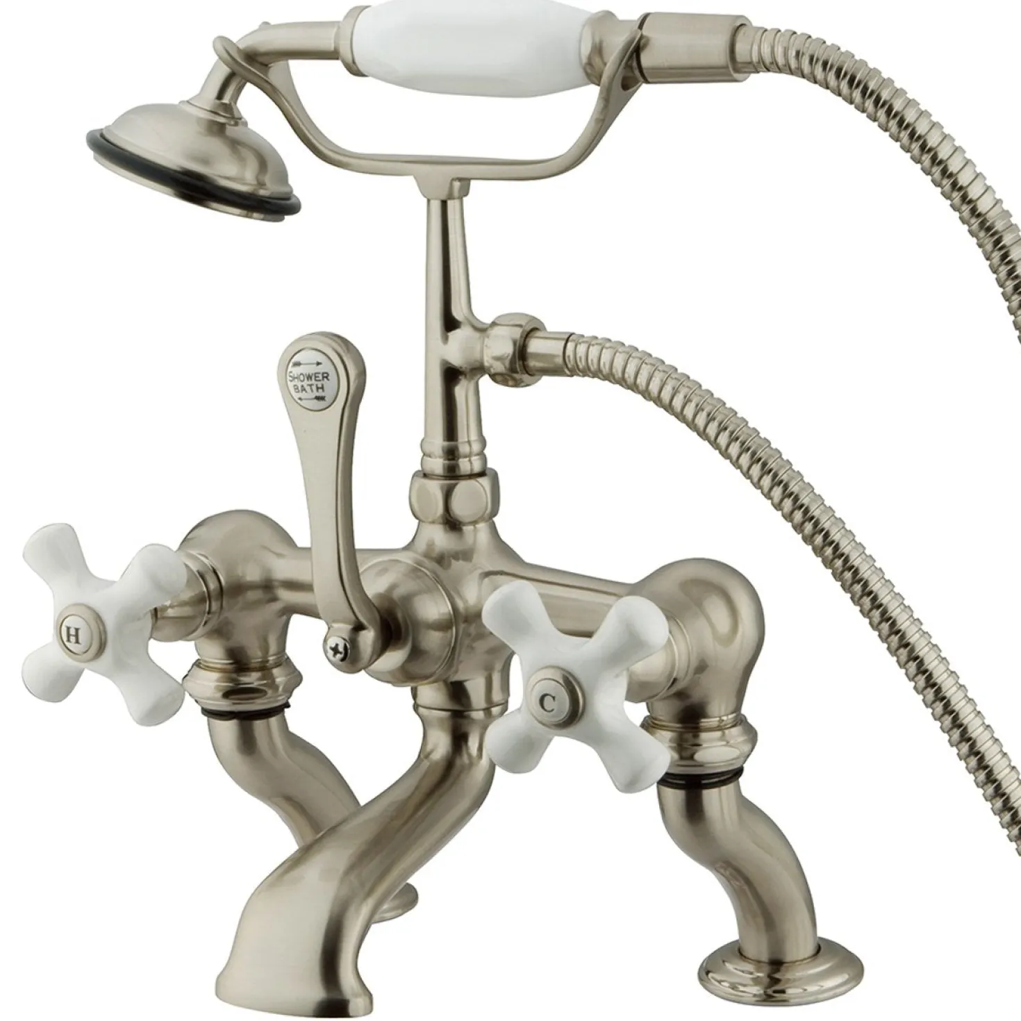 Kingston Brass Vintage Deck Mount Adjustable 3-3/8" - 10" Center Classic Clawfoot Tub Filler with Hand Shower