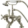 Kingston Brass Vintage Deck Mount Adjustable 3-3/8" - 10" Center Clawfoot Tub Filler with Hand Shower