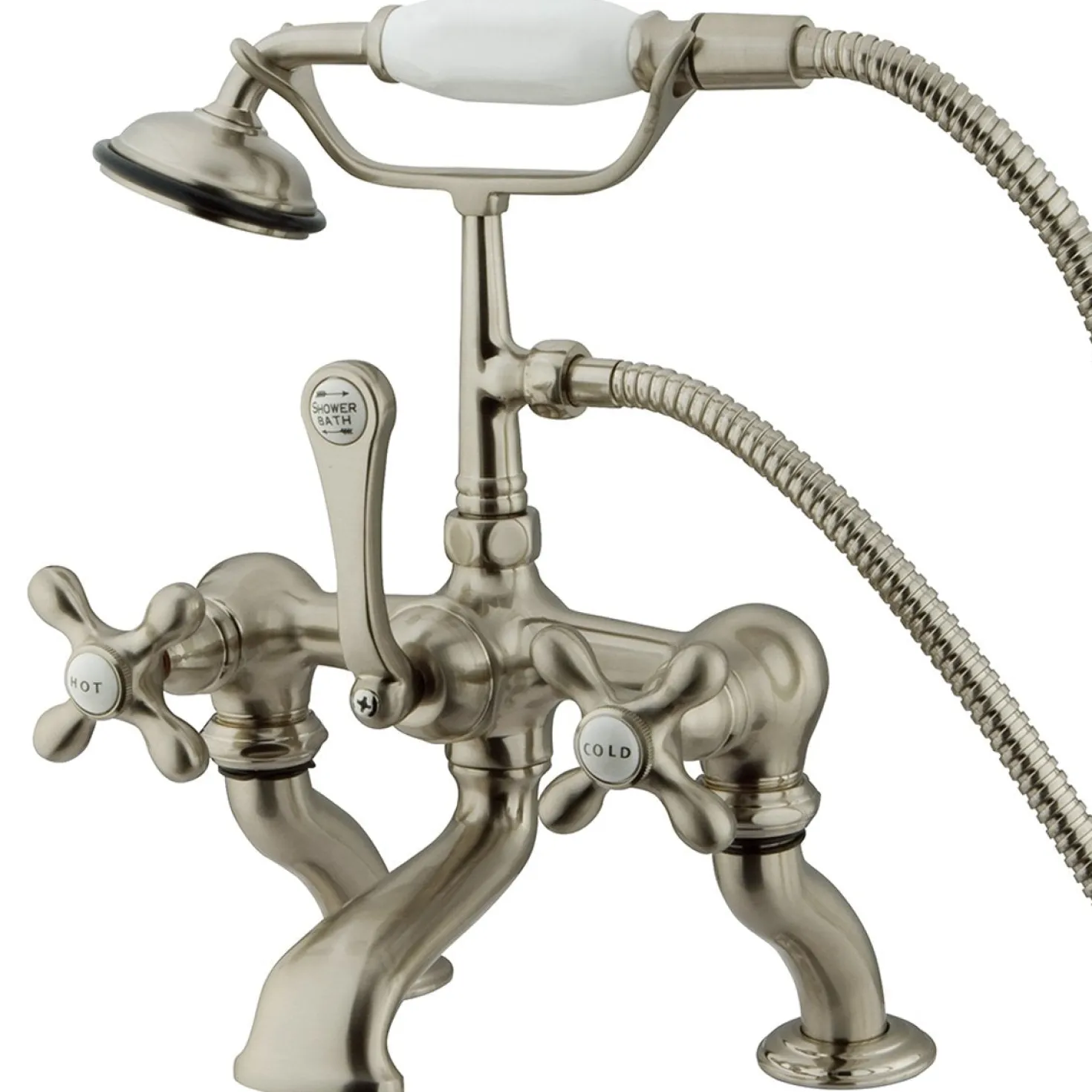 Kingston Brass Vintage Deck Mount Adjustable 3-3/8" - 10" Center Clawfoot Tub Filler with Hand Shower