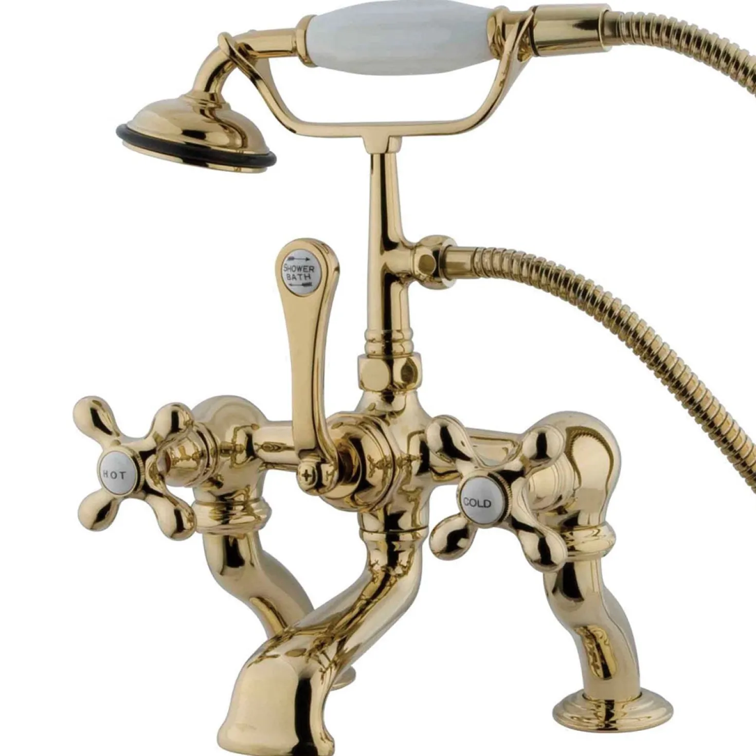 Kingston Brass Vintage Deck Mount Adjustable 3-3/8" - 10" Center Clawfoot Tub Filler with Hand Shower