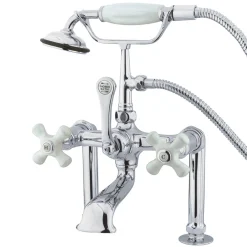 Kingston Brass Vintage Deck Mount Classic Clawfoot Tub Filler with Hand Shower