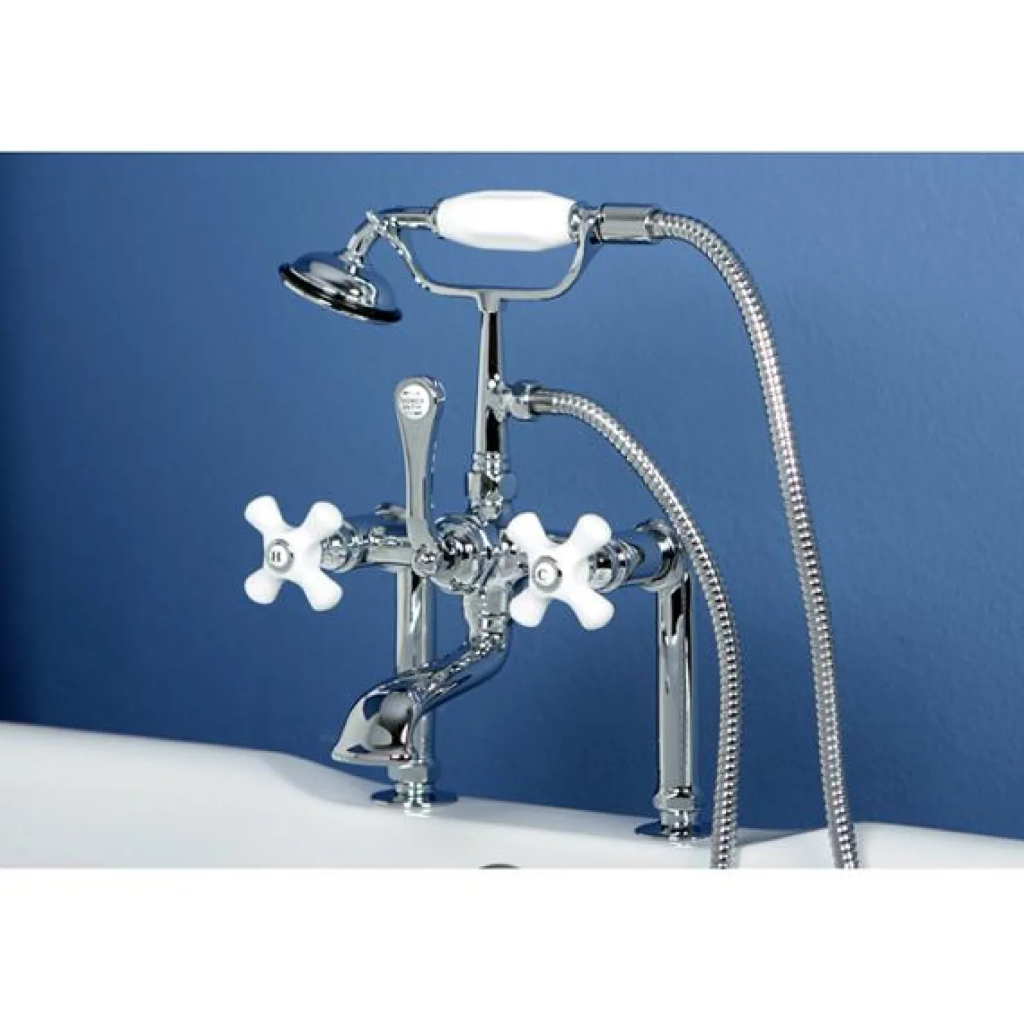 Kingston Brass Vintage Deck Mount Classic Clawfoot Tub Filler with Hand Shower