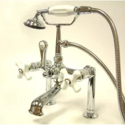 Kingston Brass Vintage Deck Mount Classic Clawfoot Tub Filler with Hand Shower
