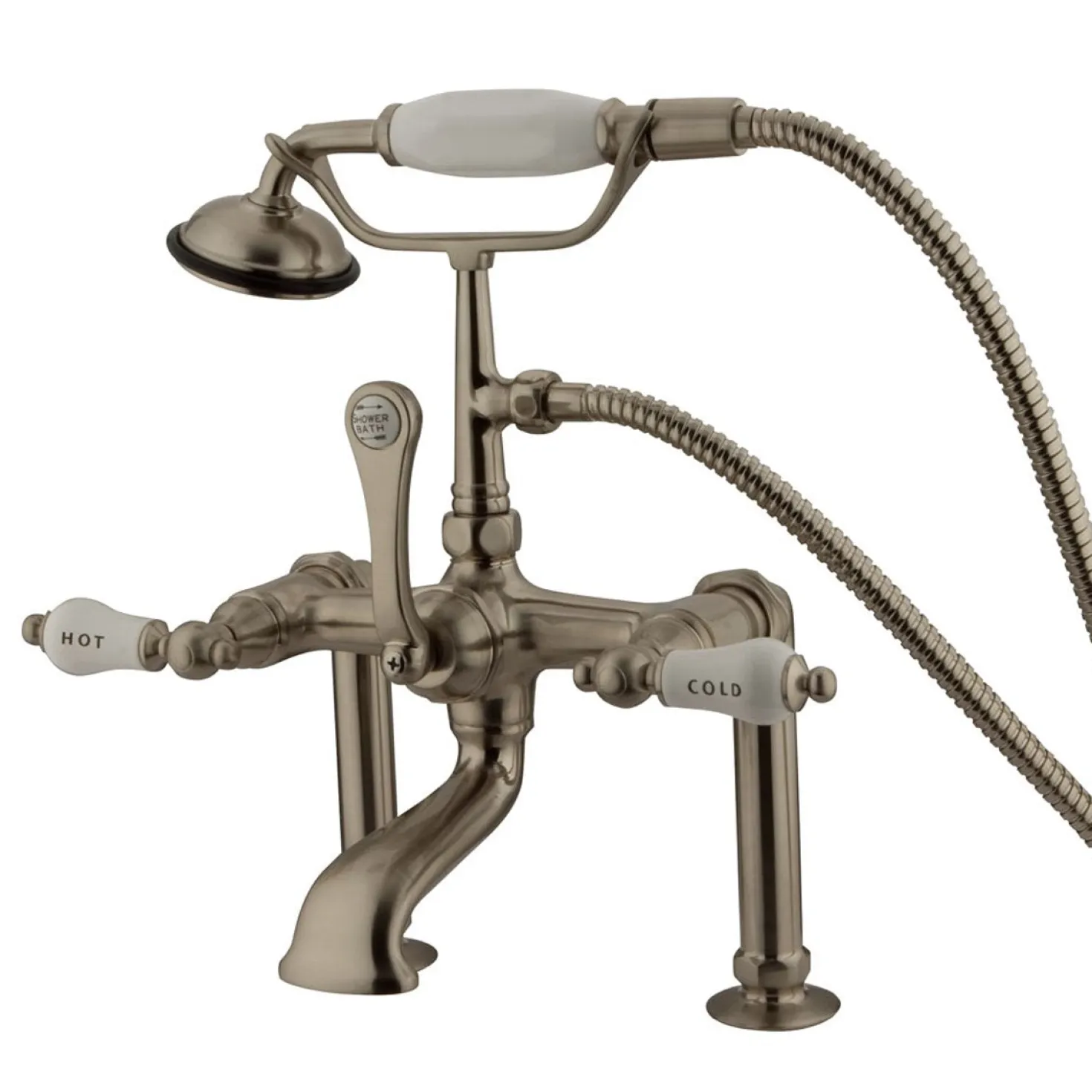 Kingston Brass Vintage 7" Deck Mount Clawfoot Tub Filler Faucet with Hand Shower