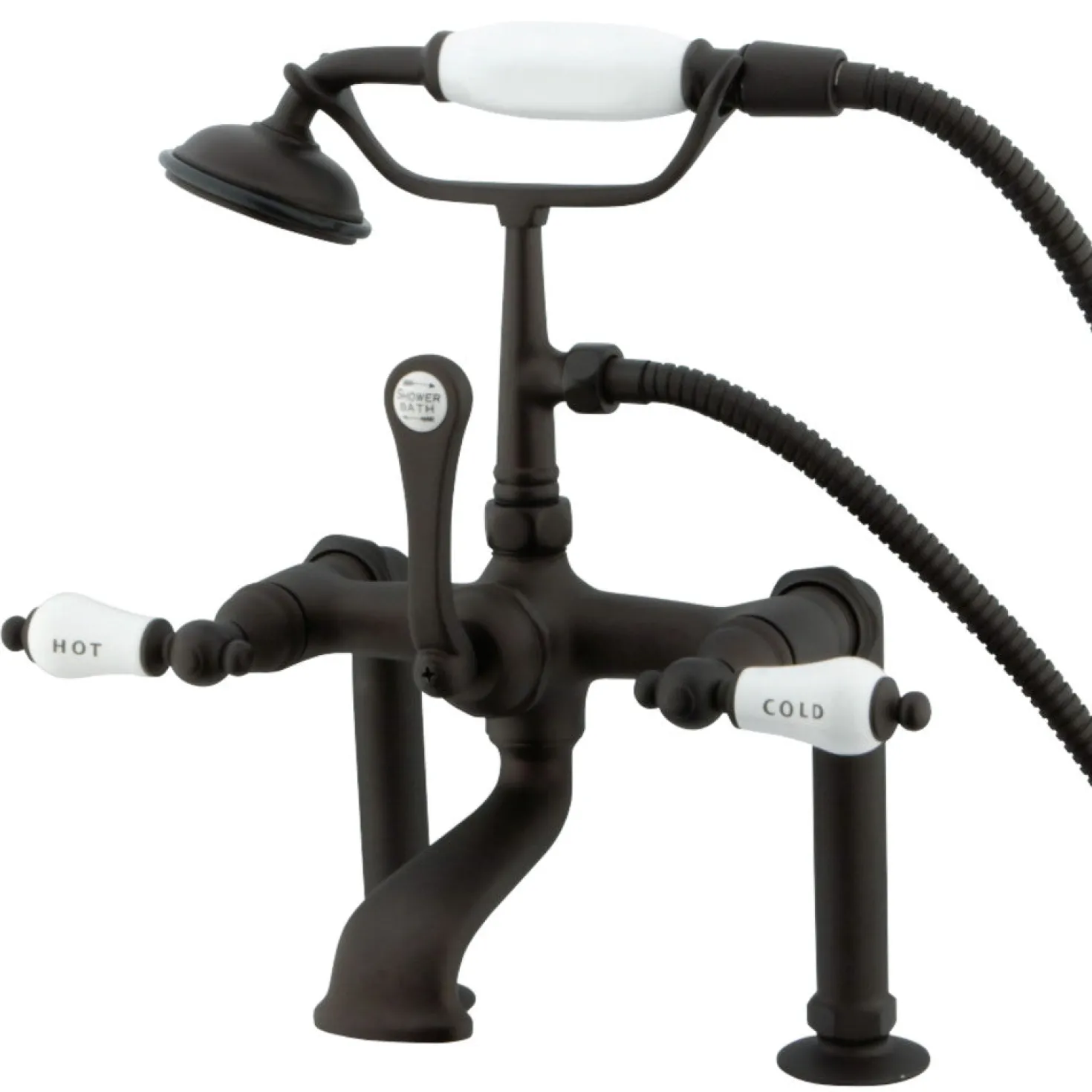 Kingston Brass Vintage 7" Deck Mount Clawfoot Tub Filler Faucet with Hand Shower