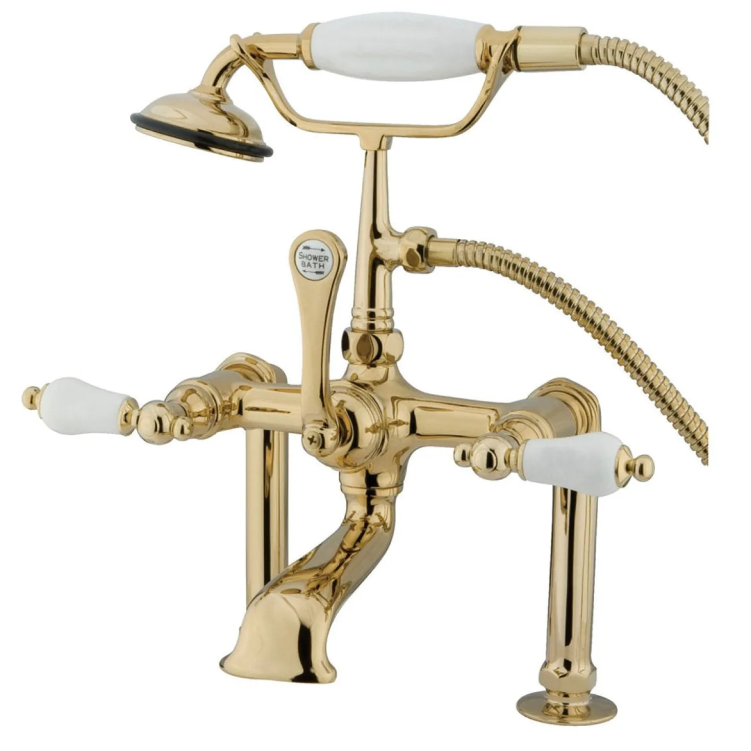 Kingston Brass Vintage 7" Deck Mount Clawfoot Tub Filler with Hand Shower