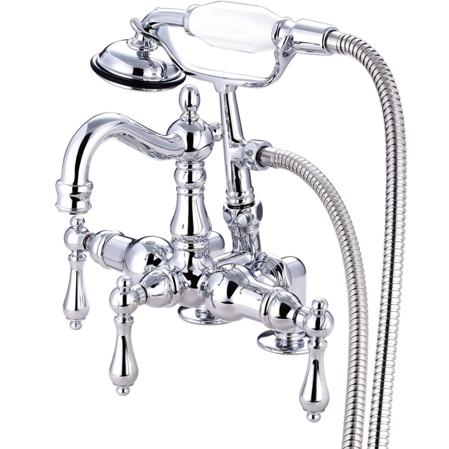 Kingston Brass Vintage 3-3/8" Deck Mount Clawfoot Tub Filler with Hand Shower