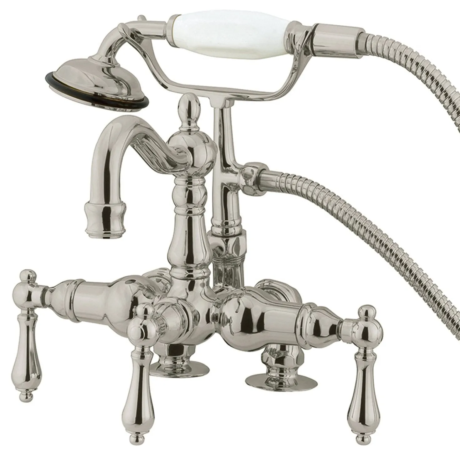 Kingston Brass Vintage 3-3/8" Deck Mount Clawfoot Tub Filler with Hand Shower