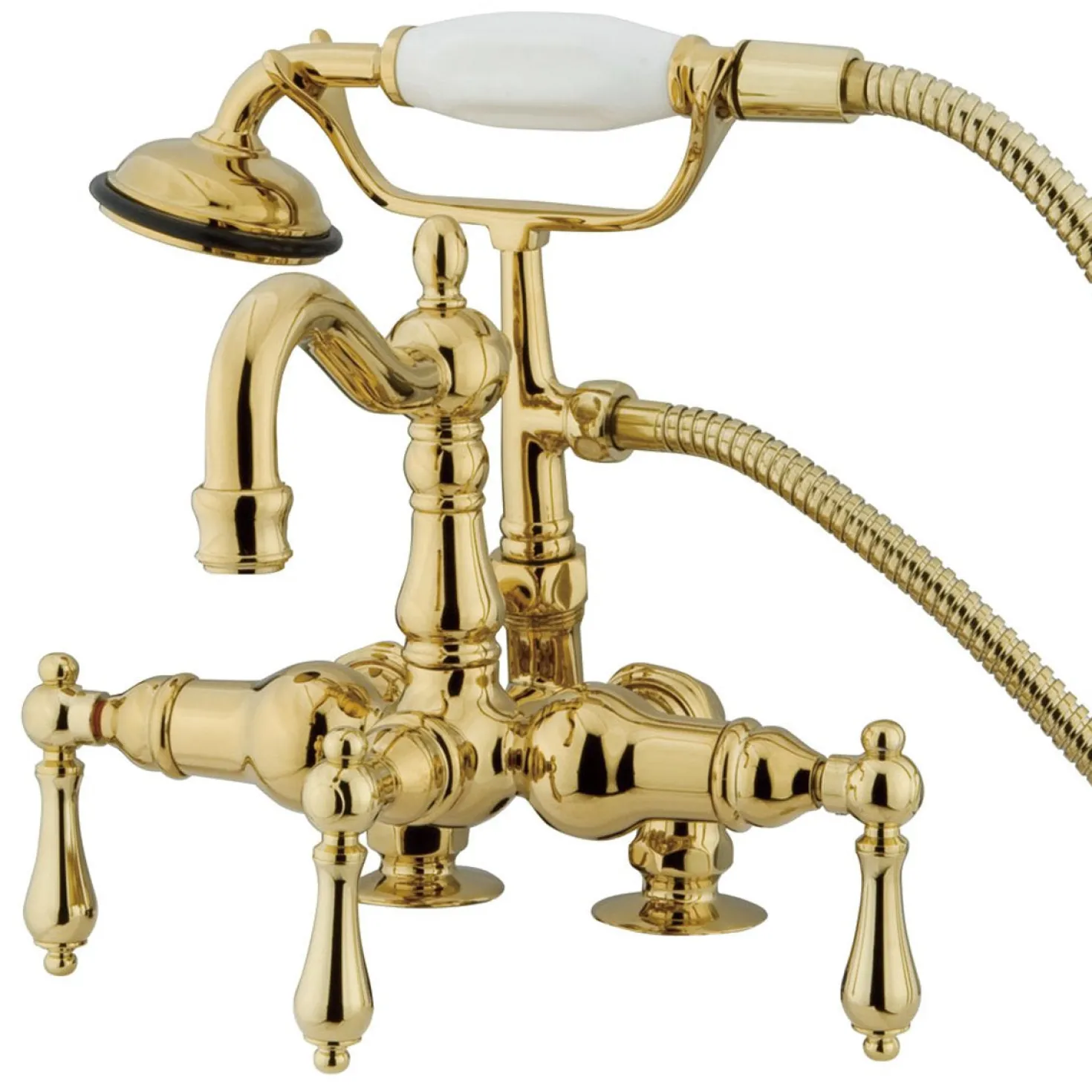 Kingston Brass Vintage 3-3/8" Deck Mount Clawfoot Tub Filler with Hand Shower