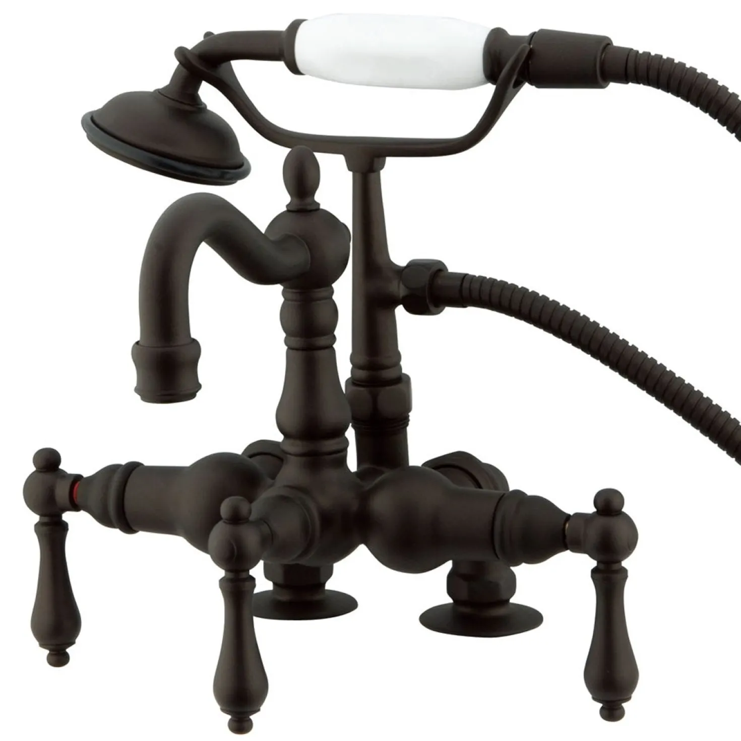 Kingston Brass Vintage 3-3/8" Deck Mount Clawfoot Tub Filler with Hand Shower