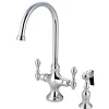 Kingston Brass Vintage Double Handle Kitchen Faucet with Brass Side Sprayer