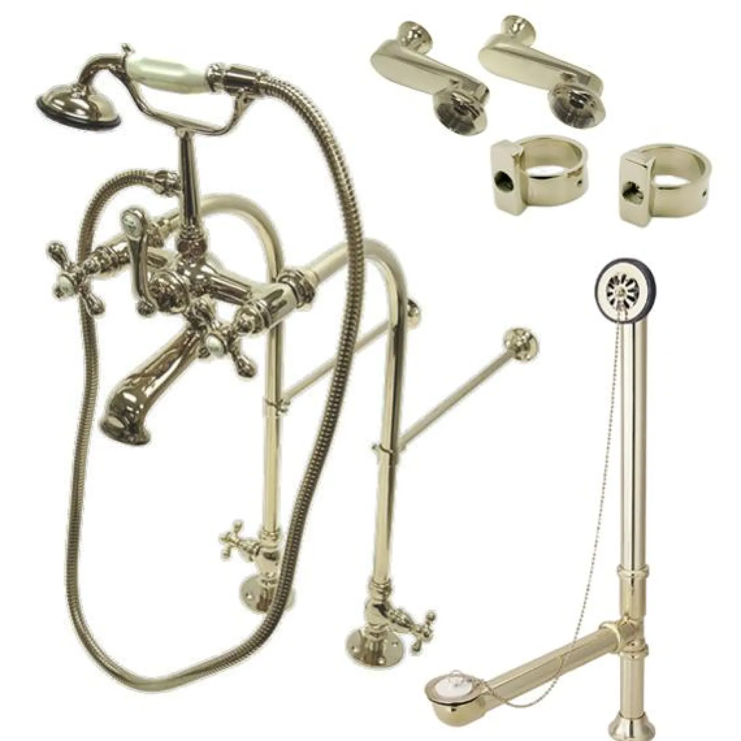 Kingston Brass Vintage Freestanding Clawfoot Tub Faucet Package with Metal Cross Handles