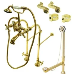 Kingston Brass Vintage Freestanding Clawfoot Tub Faucet Package with Metal Cross Handles
