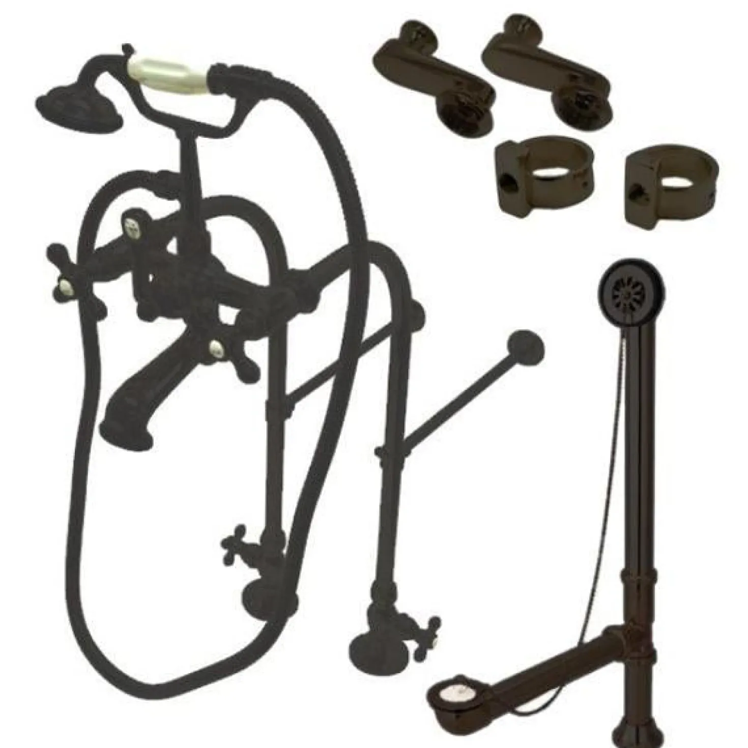 Kingston Brass Vintage Freestanding Clawfoot Tub Faucet Package with Metal Cross Handles
