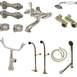 Kingston Brass Vintage Freestanding Clawfoot Tub Faucet Package with Metal Lever Handles