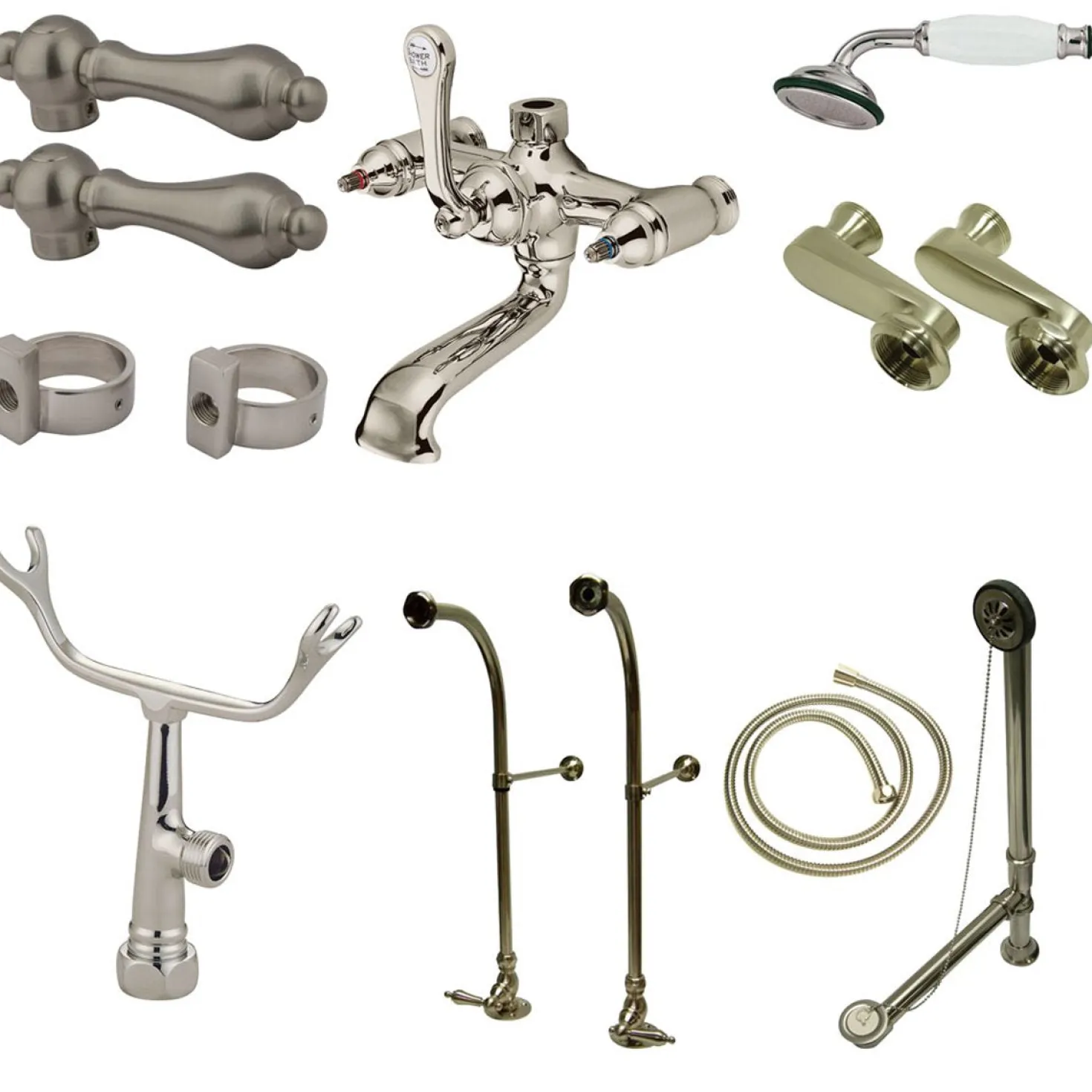 Kingston Brass Vintage Freestanding Clawfoot Tub Faucet Package with Metal Lever Handles