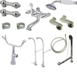 Kingston Brass Vintage Freestanding Clawfoot Tub Faucet Package with Metal Lever Handles