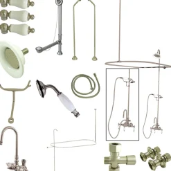 Kingston Brass Vintage High Rise Gooseneck Clawfoot Tub and Shower Package with Lever Handles