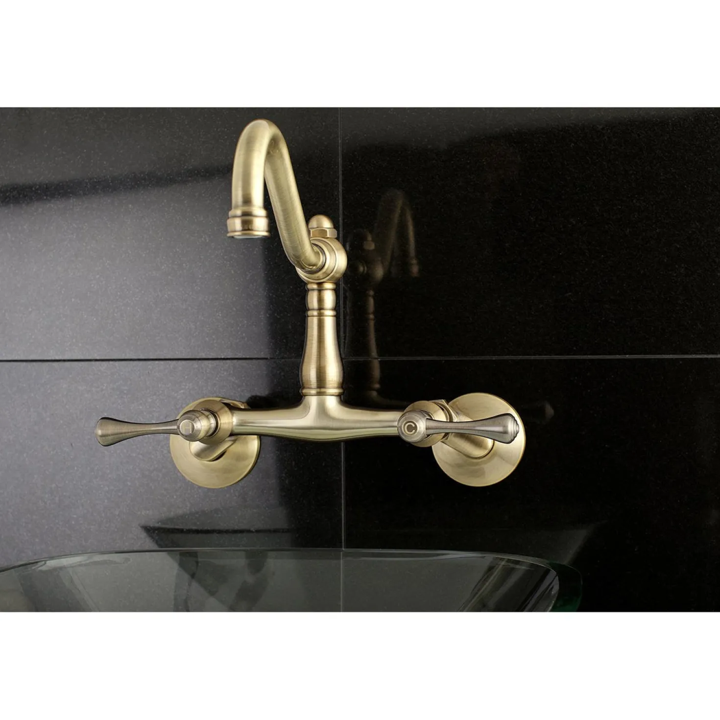 Kingston Brass Vintage 6-Inch Adjustable Center Wall Mount Kitchen Faucet