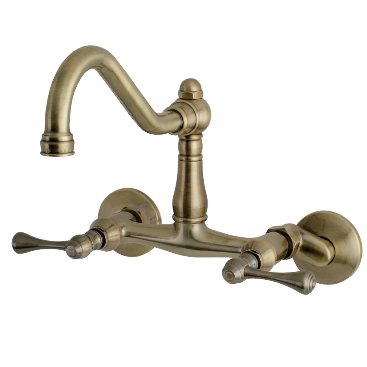 Kingston Brass Vintage 6-Inch Adjustable Center Wall Mount Kitchen Faucet