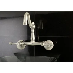 Kingston Brass Vintage 6-Inch Adjustable Center Wall Mount Kitchen Faucet