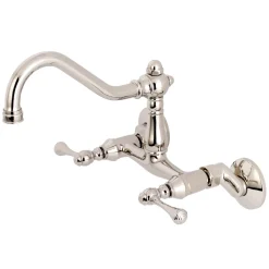 Kingston Brass Vintage 6-Inch Adjustable Center Wall Mount Kitchen Faucet