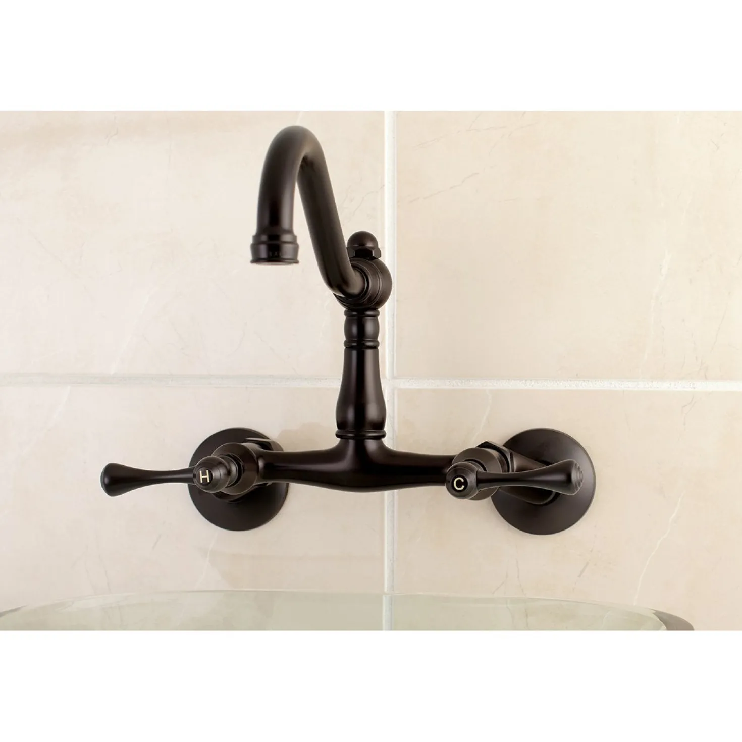 Kingston Brass Vintage 6-Inch Adjustable Center Wall Mount Kitchen Faucet