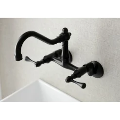 Kingston Brass Vintage 6-Inch Adjustable Center Wall Mount Kitchen Faucet