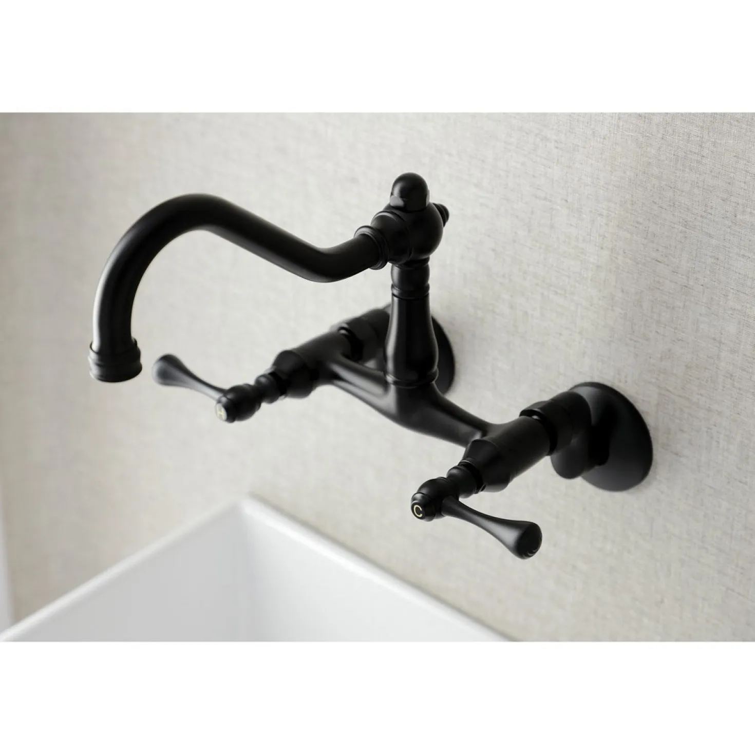 Kingston Brass Vintage 6-Inch Adjustable Center Wall Mount Kitchen Faucet