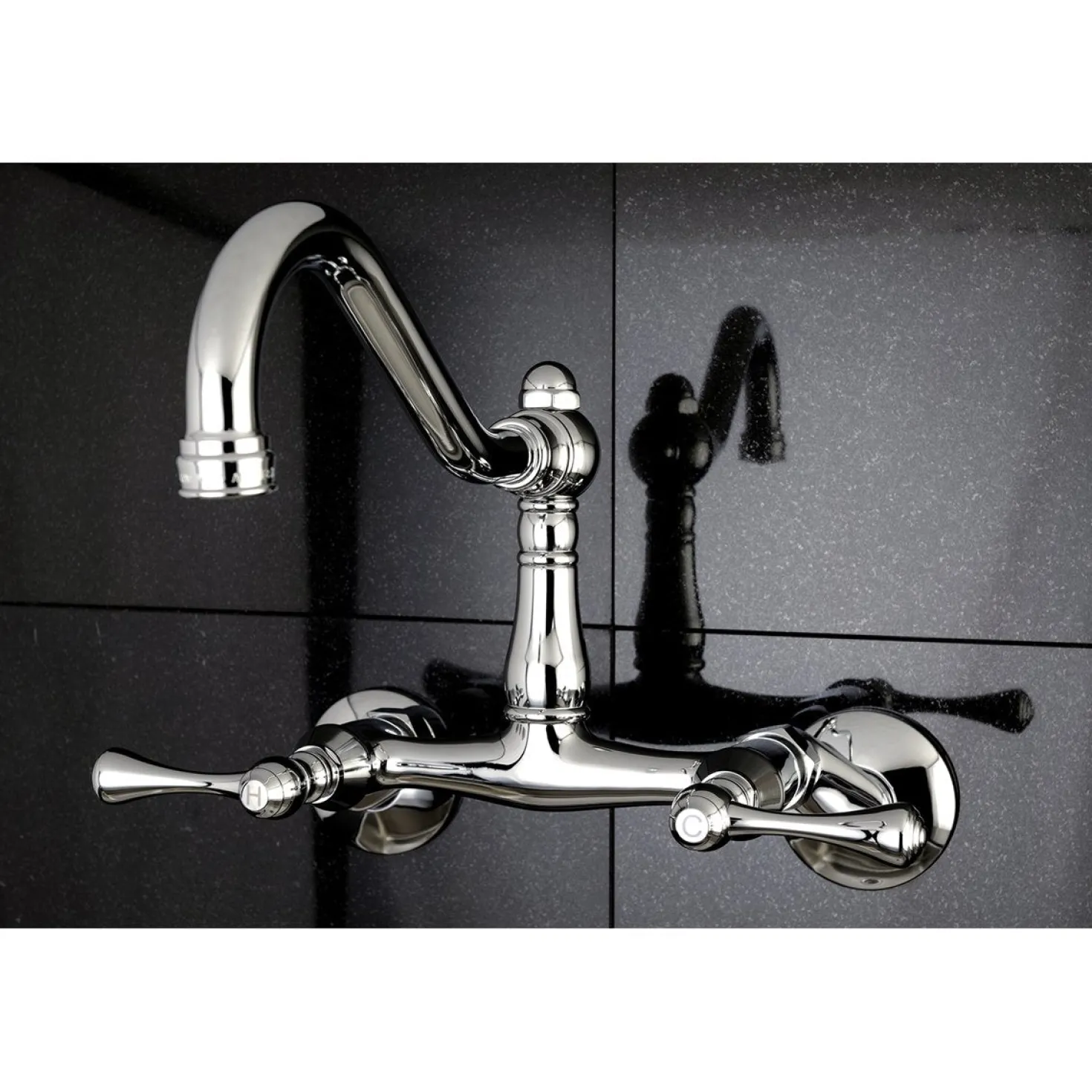 Kingston Brass Vintage 6-Inch Adjustable Center Wall Mount Kitchen Faucet
