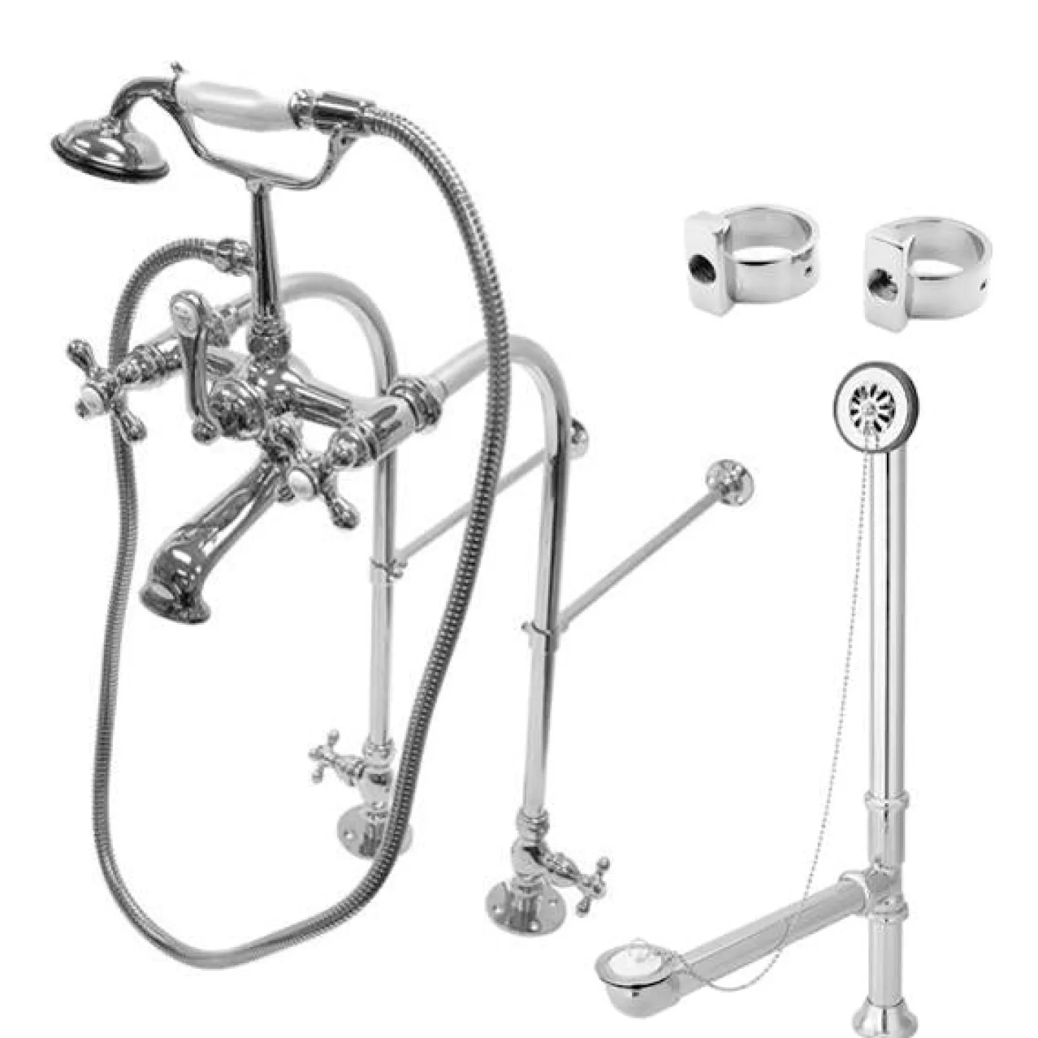 Kingston Brass Vintage Metal Cross Handles Freestanding Clawfoot Tub Faucet Package