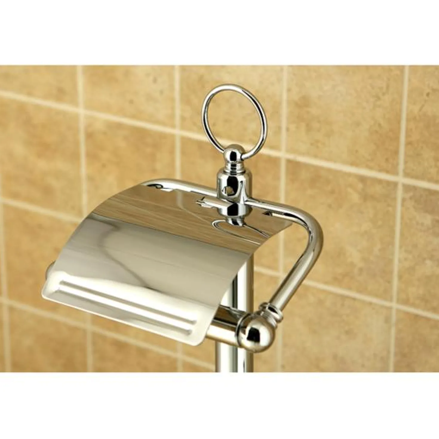 Kingston Brass Vintage Pedestal Toilet Paper and Brush Holder in Polished Chrome