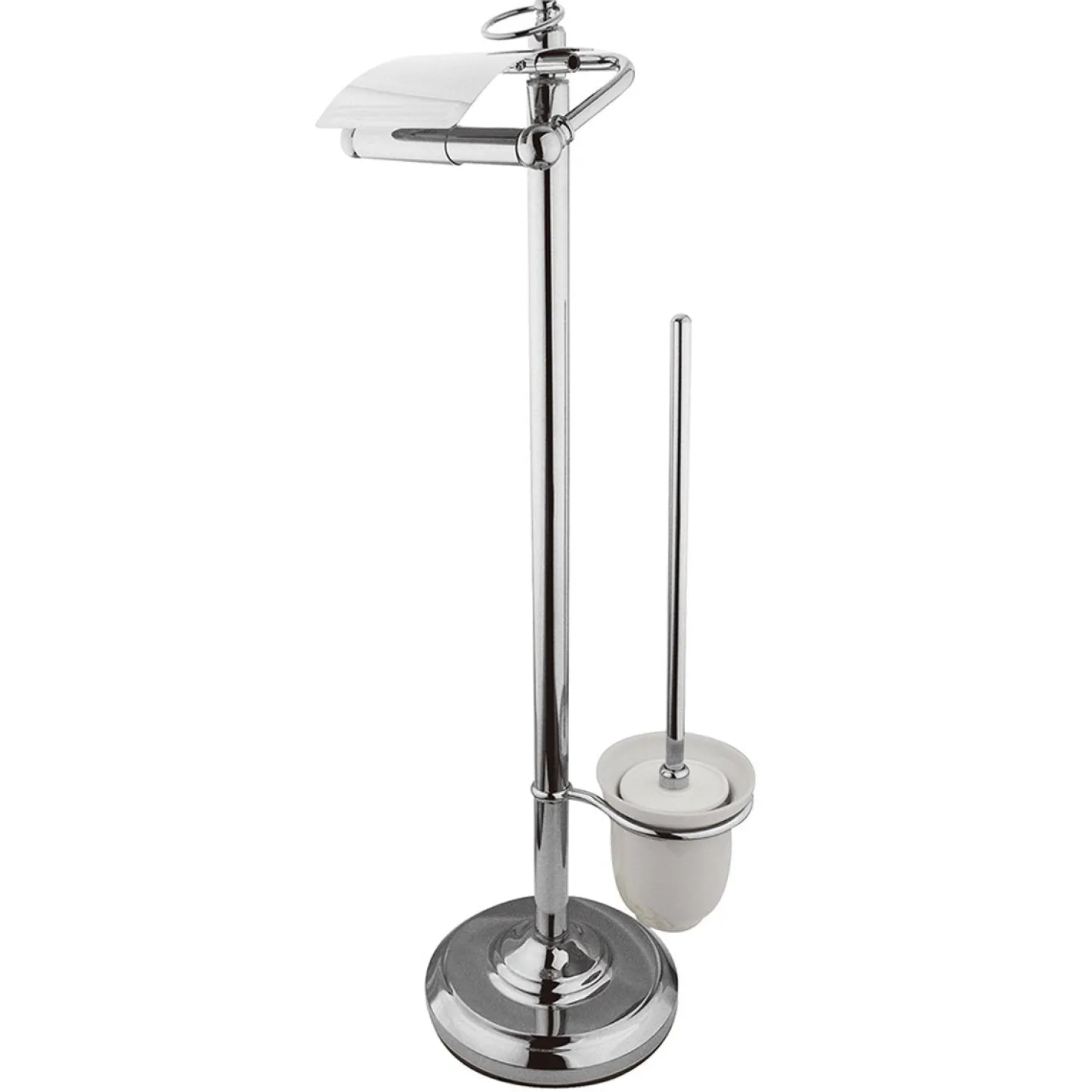 Kingston Brass Vintage Pedestal Toilet Paper and Brush Holder in Polished Chrome