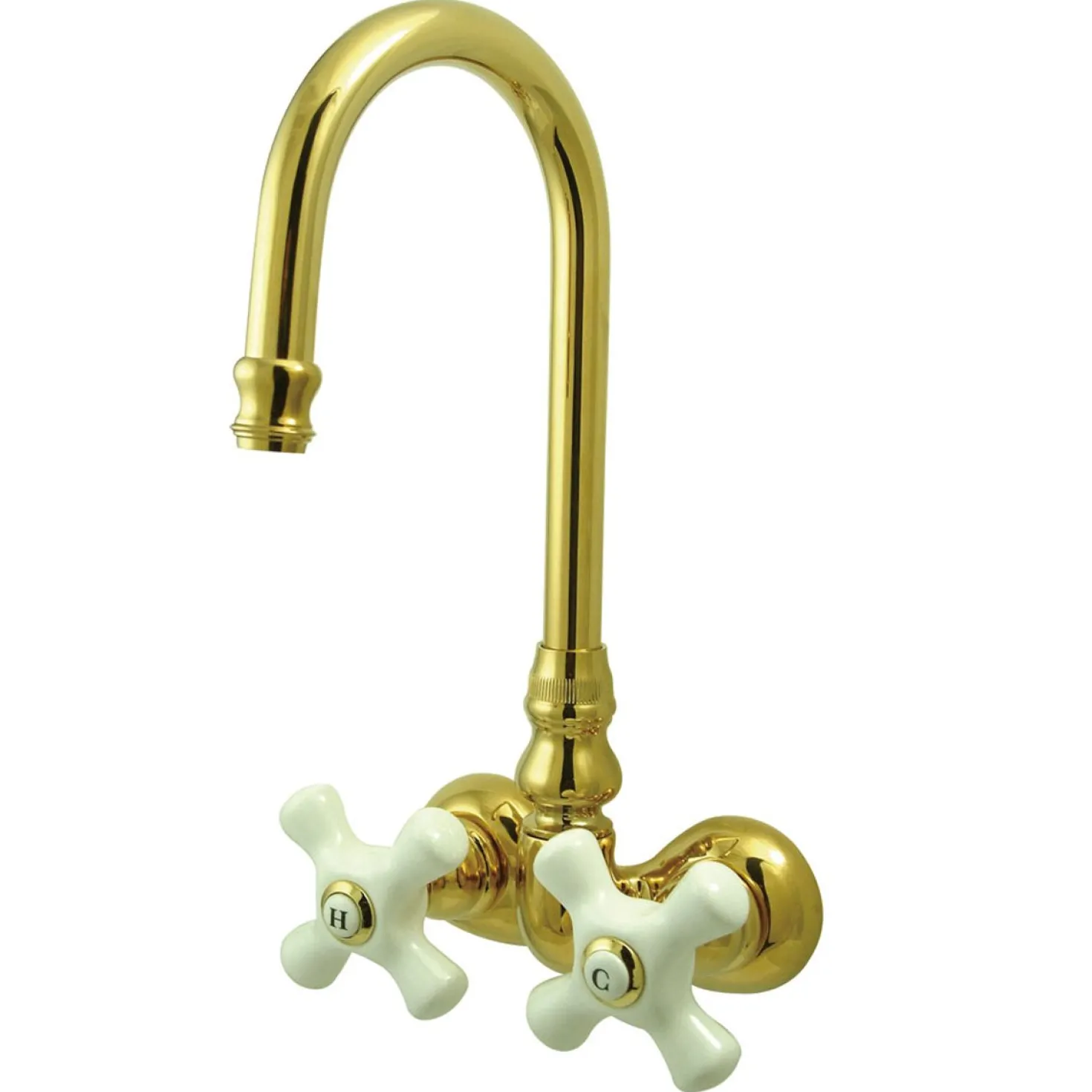 Kingston Brass Vintage 3-3/8" Spread Brass Wall Mount Clawfoot Tub Filler Faucet