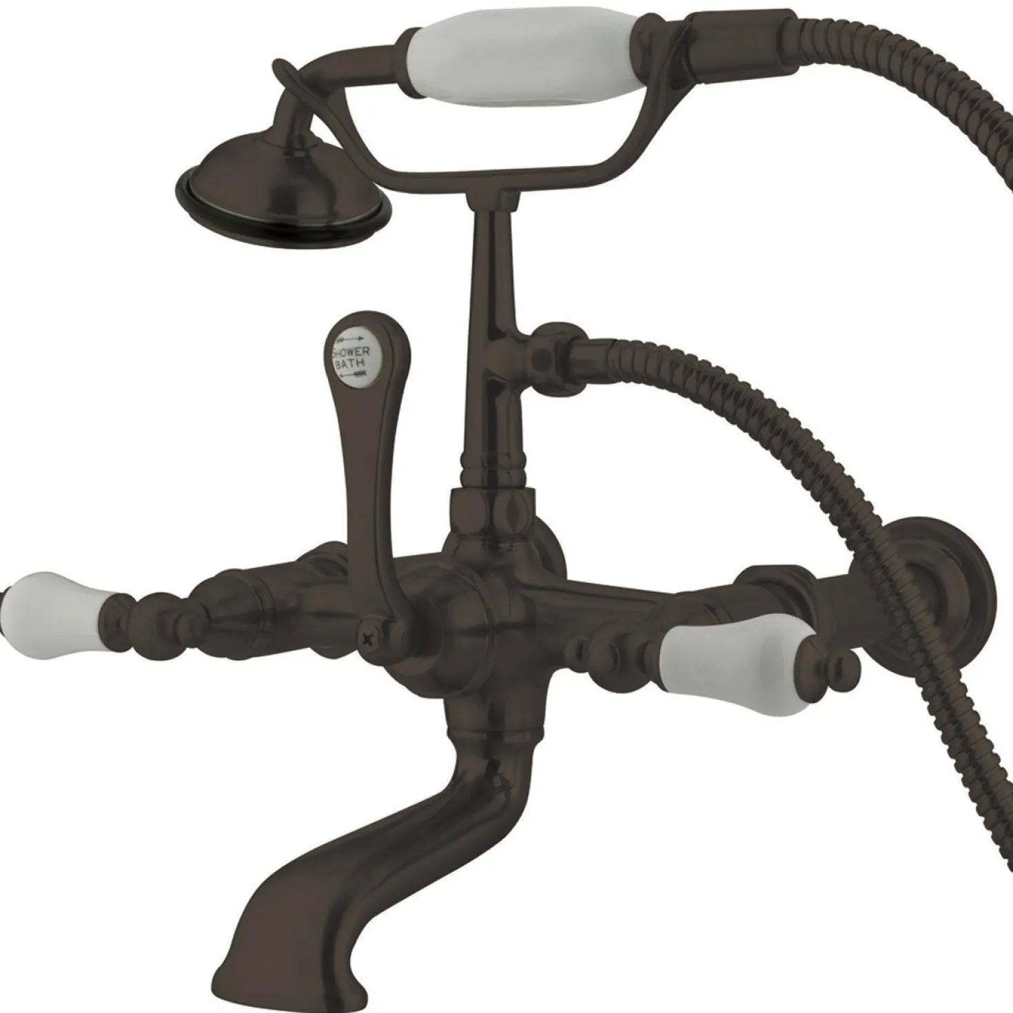Kingston Brass Vintage 7" Spread Wall Mount Clawfoot Tub Filler Faucet with Hand Shower