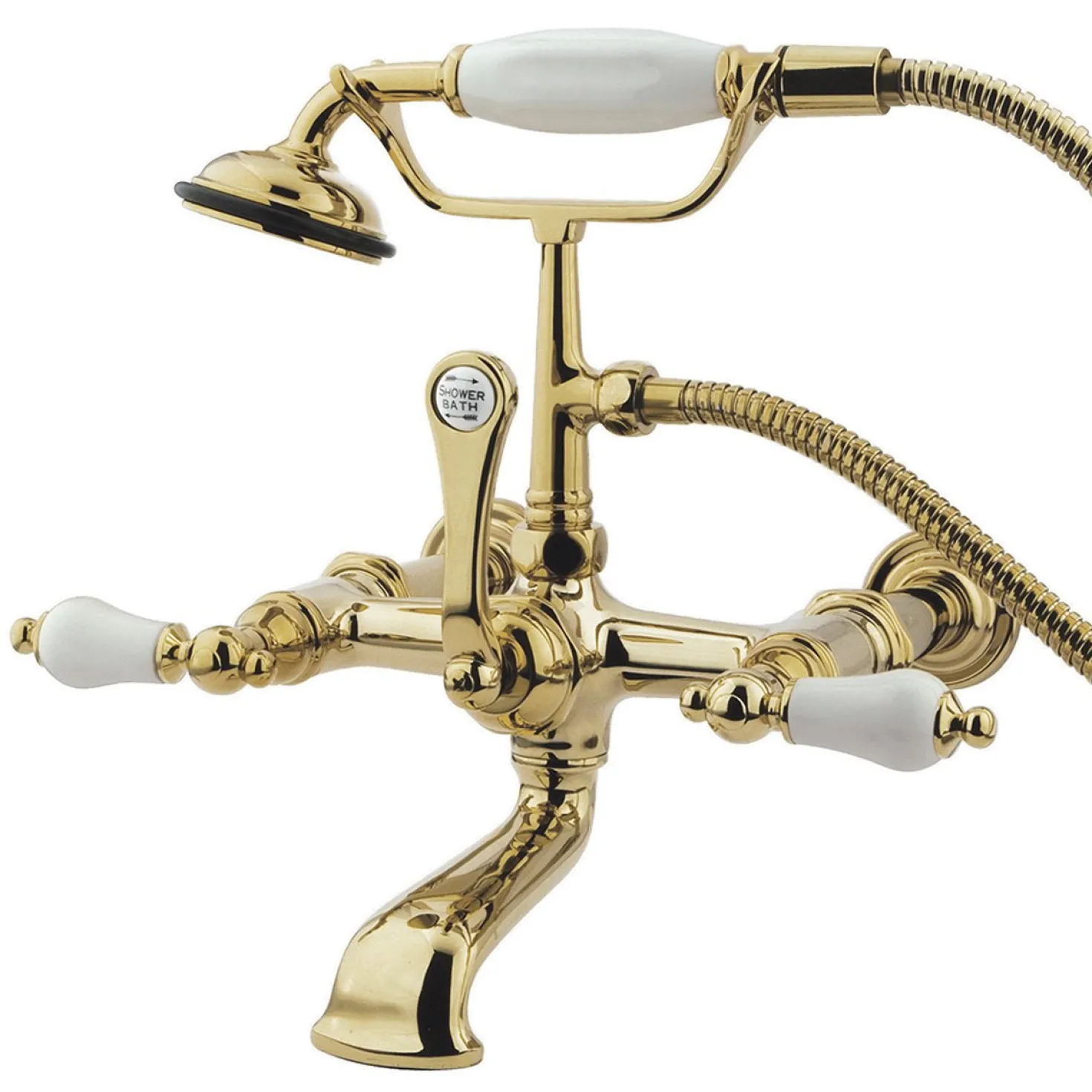 Kingston Brass Vintage 7" Spread Wall Mount Clawfoot Tub Filler Faucet with Hand Shower