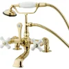 Kingston Brass Vintage 7" Spread Classic Clawfoot Deck Mount Tub Filler with Hand Shower