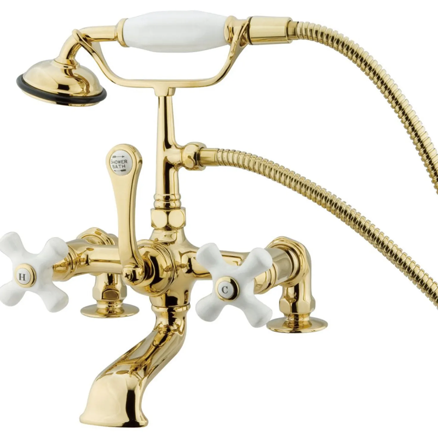 Kingston Brass Vintage 7" Spread Classic Clawfoot Deck Mount Tub Filler with Hand Shower