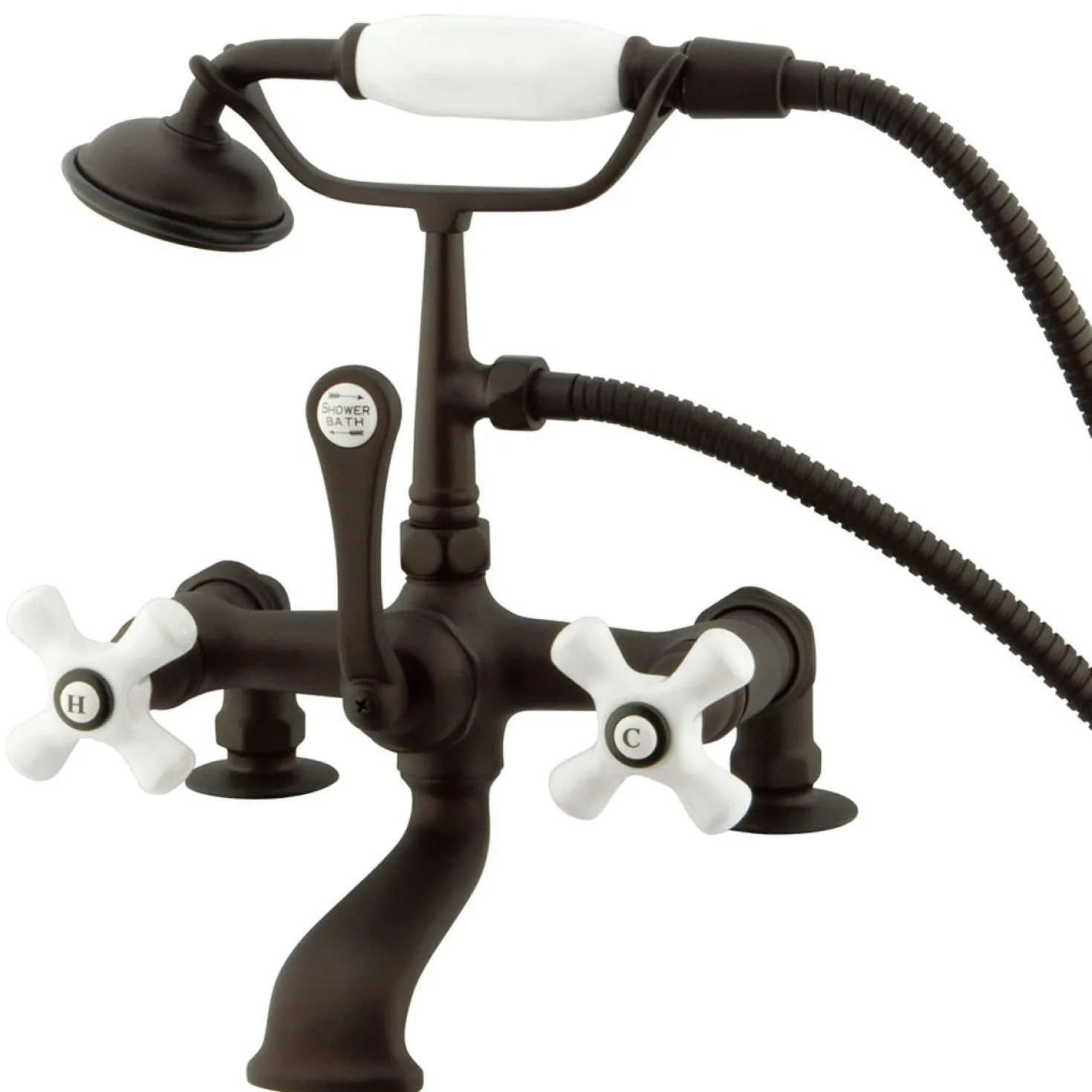 Kingston Brass Vintage 7" Spread Classic Clawfoot Deck Mount Tub Filler with Hand Shower