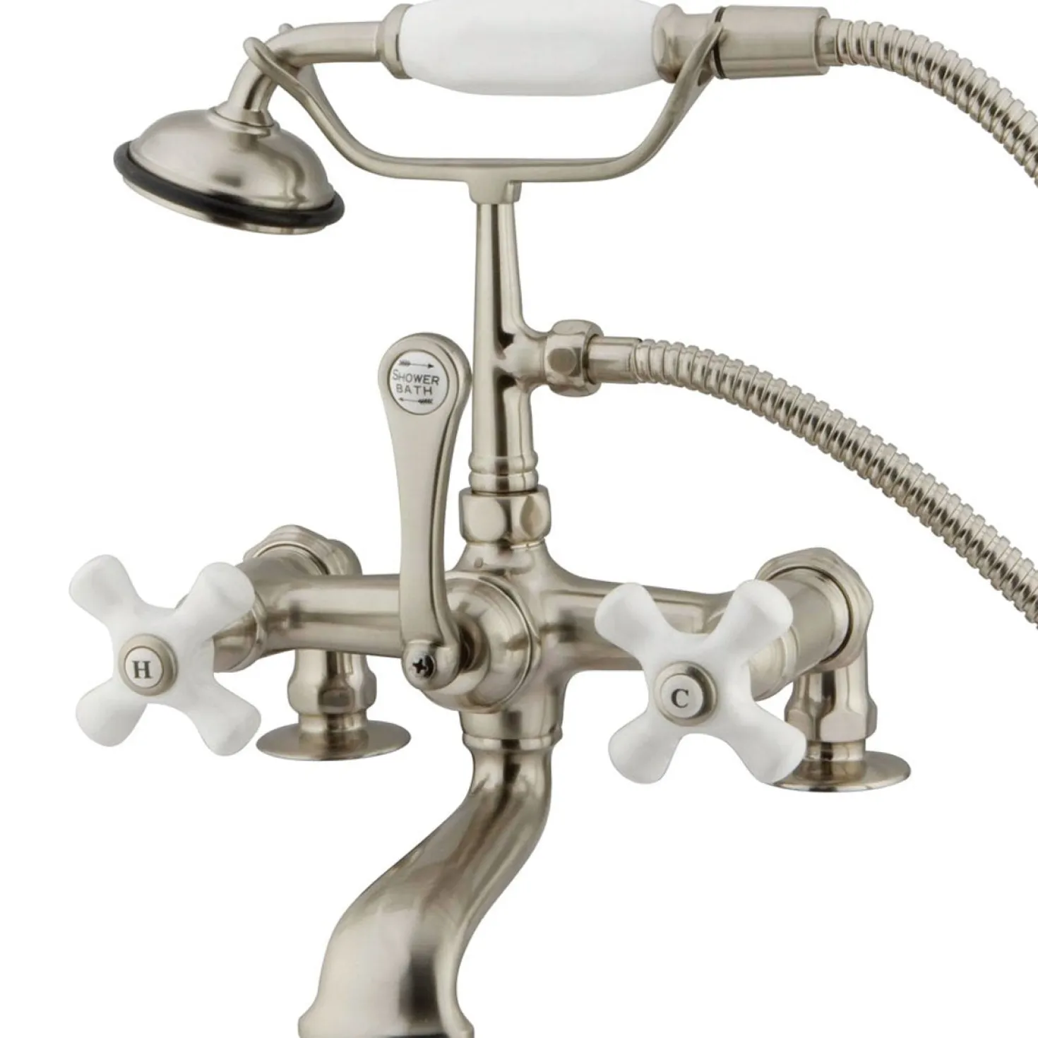 Kingston Brass Vintage 7" Spread Classic Clawfoot Deck Mount Tub Filler with Hand Shower