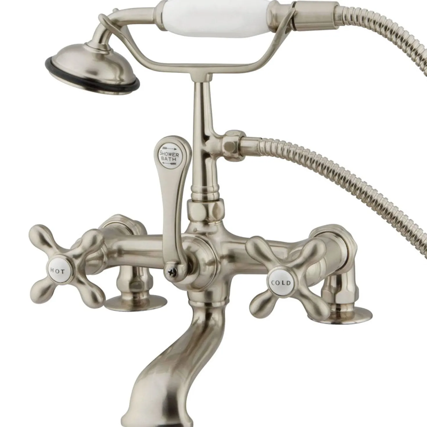 Kingston Brass Vintage 7" Spread Brass Deck Mount Clawfoot Tub Filler with Hand Shower